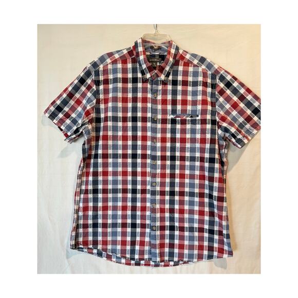 Eddie Bauer Other - Men's Eddie Bauer short sleeve button down XLTall seersucker red white blue